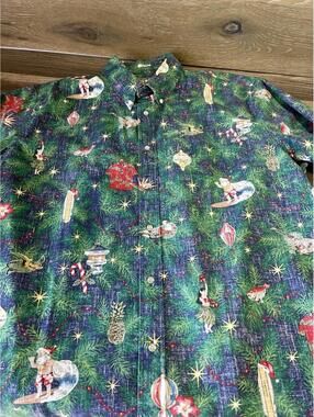 2022 Reyn Spooner Surf Mele Kalikimaka XL Hawaiian Christmas Blue Surf Shirt